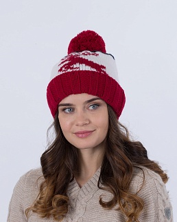 Шапка унисекс Lopoma с оленем красная