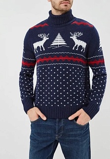 Свитер мужской c высоким горлом Lopoma темно-синий